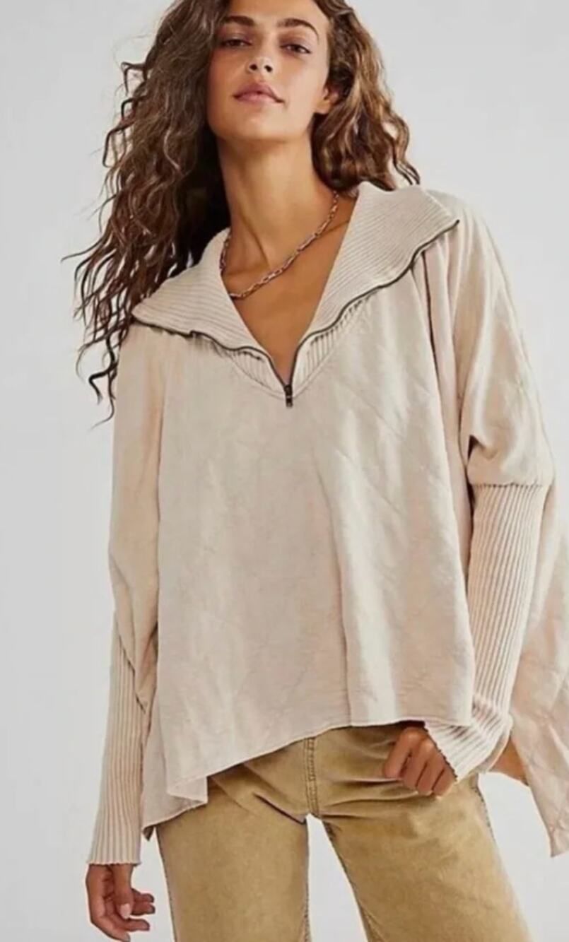 Free People Shiloh Quilted Pullover, Large